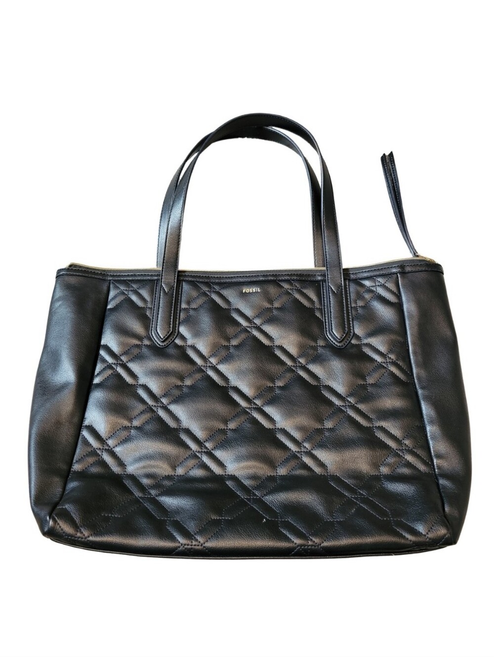 Fossil Black Sydney Quilted Faux Leather Tote Bag